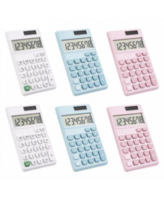 6 Pack Basic Standard Desktop Calculators 8 Digit LCD Solar Power Portable Pocket Size for School Home Office