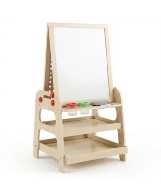 2-in-1 Kids Art Easel with Magnetic Whiteboard and Marble Run Game, for Drawing, Painting and Creative Activities