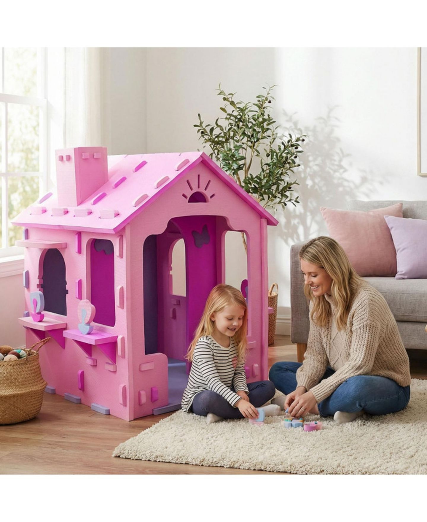 Игровой домик Hongge Cottage с окошками Peek-a-Boo, 1-3 года, цвет: Розовый — фото 8