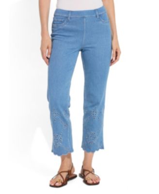 Women's Billie Eyelet Straight-Leg Cropped Jeans