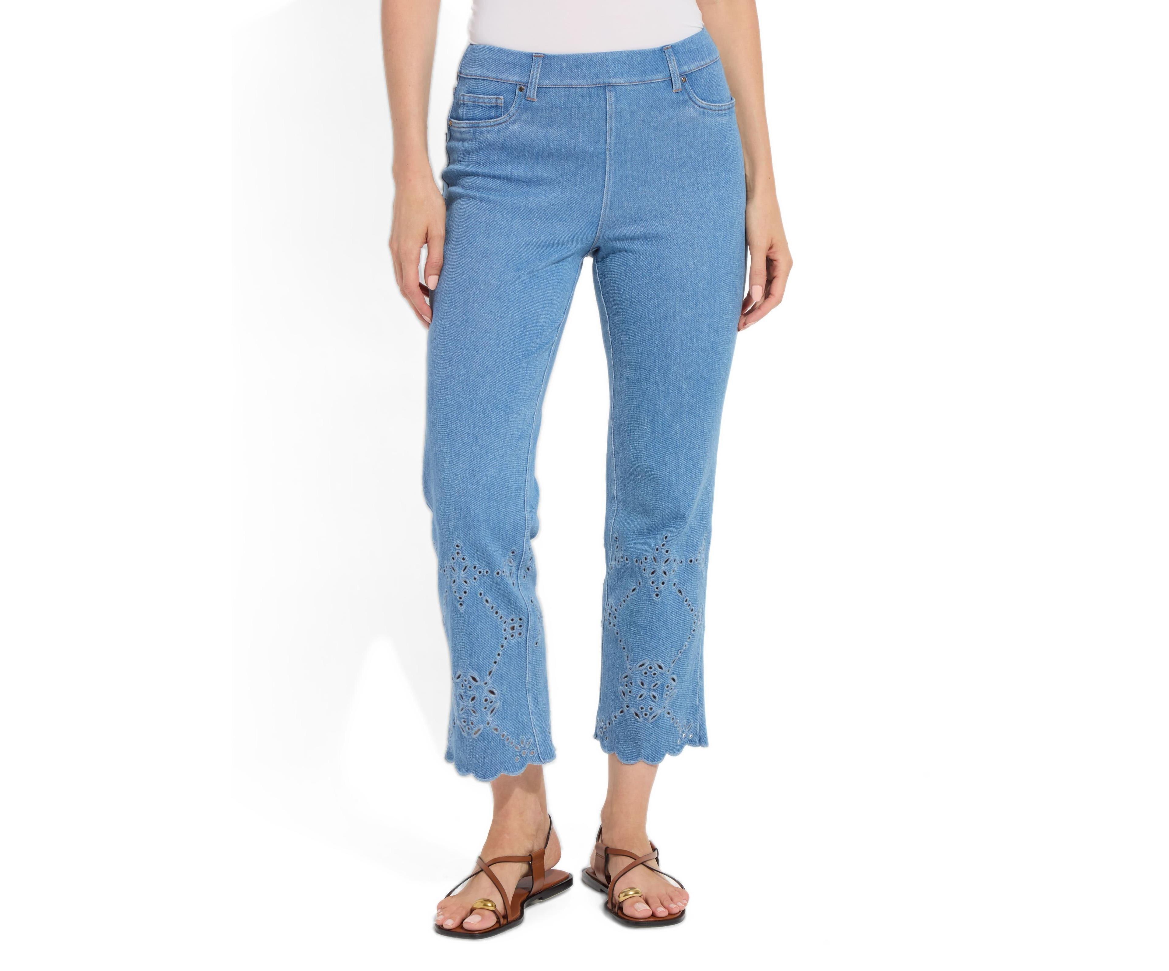 Lysse Women's Billie Eyelet Straight Denim Jeans