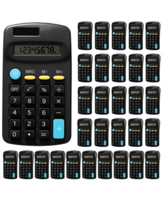 30 Pack Solar Pocket Calculators Bulk Basic 8 Digit For School Office Home