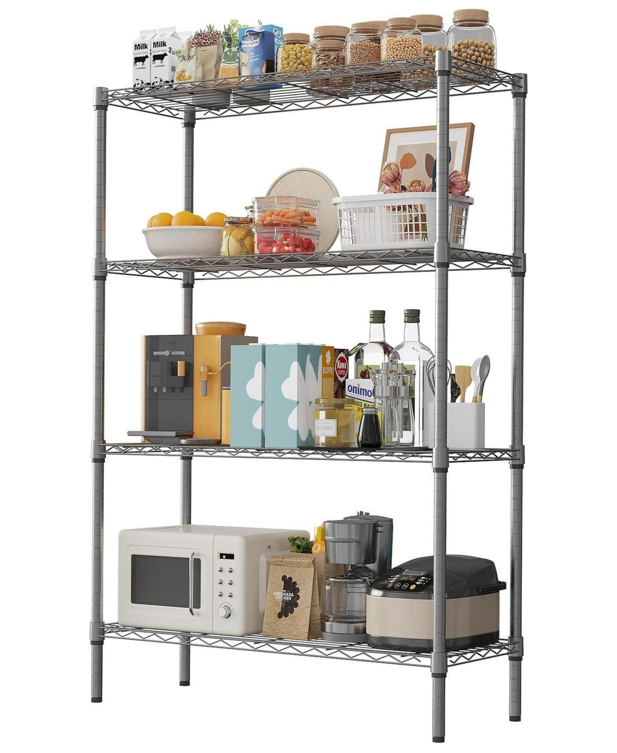 Gaomon 4-Tier Heavy-Duty Adjustable Wire Shelving Unit, Metal Storage Rack for Garage, Pantry, Basement