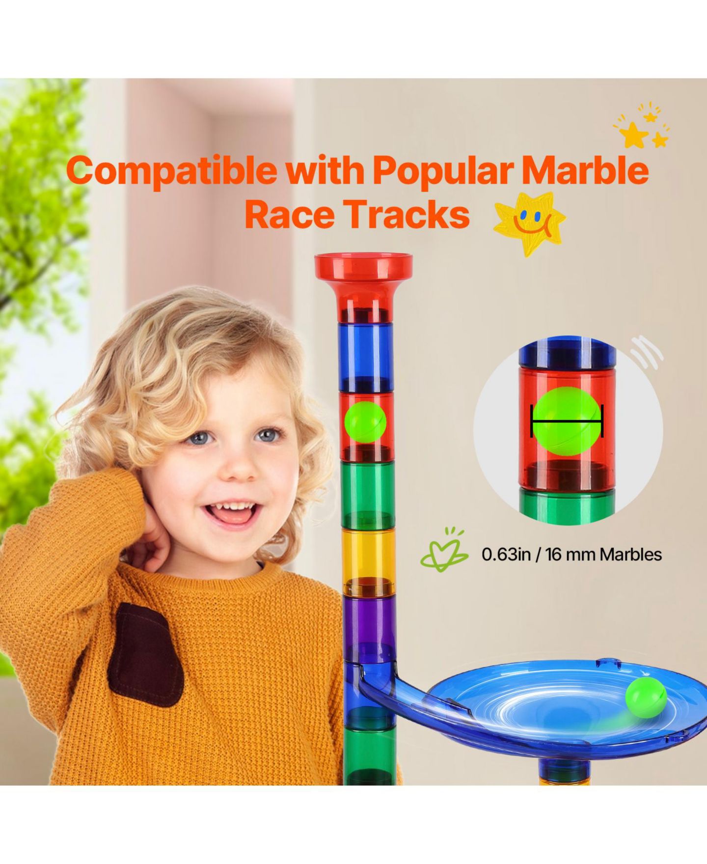 Детский конструктор HONGGE Marble Run Glow-in-the-Dark 150-Piece Building Set, Ages 3+, цвет: Синий — фото 5