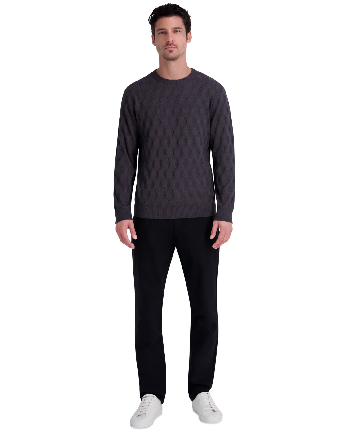 Men's Diamond Texture Crewneck Sweater