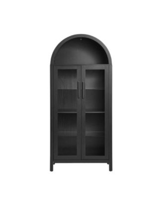 Wood Oval Accent Cabinet 67 Inch With Two Doors
