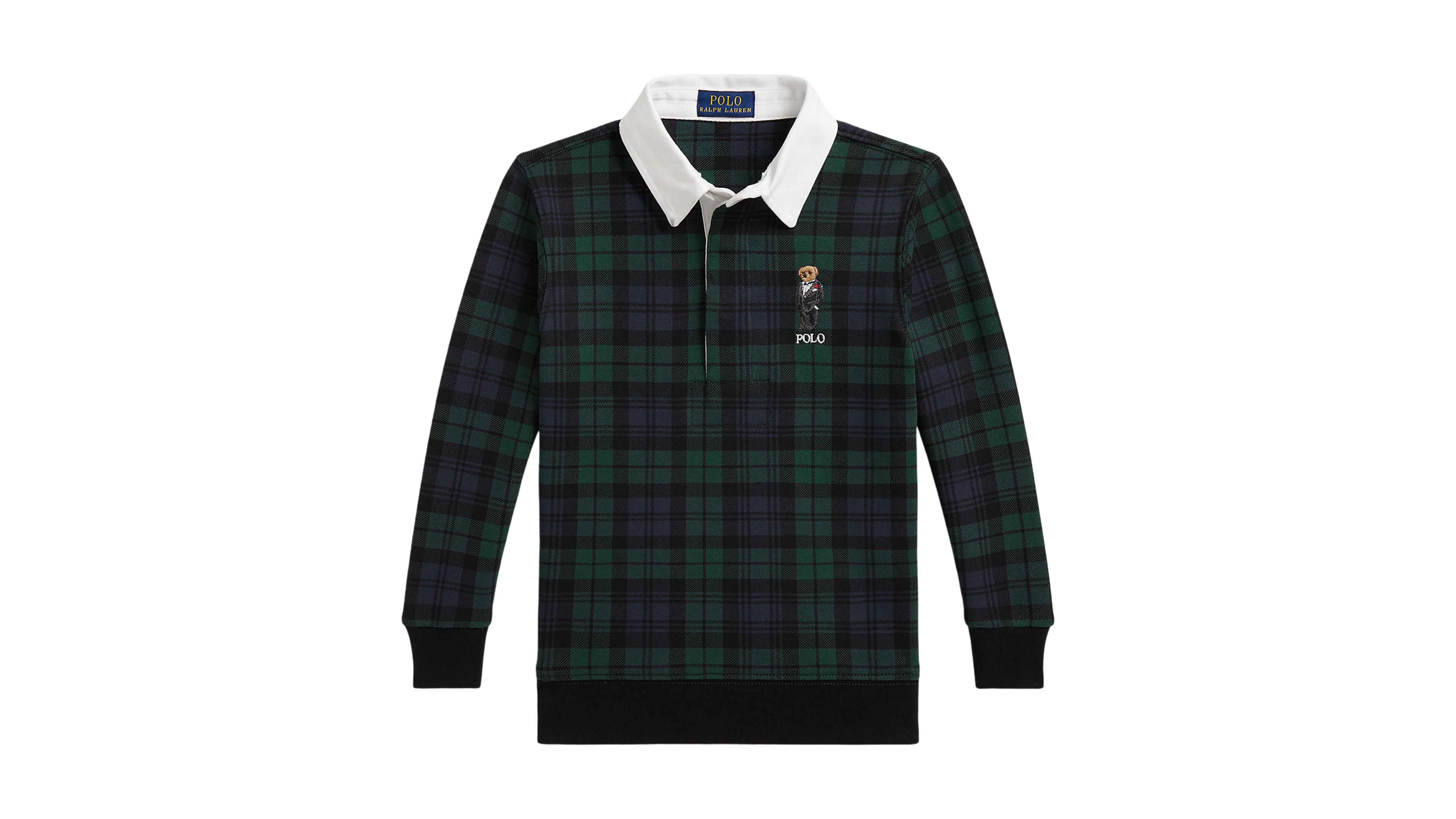 Polo Ralph Lauren Boys' 2T-7 Bear Plaid Rugby Sweatshirt