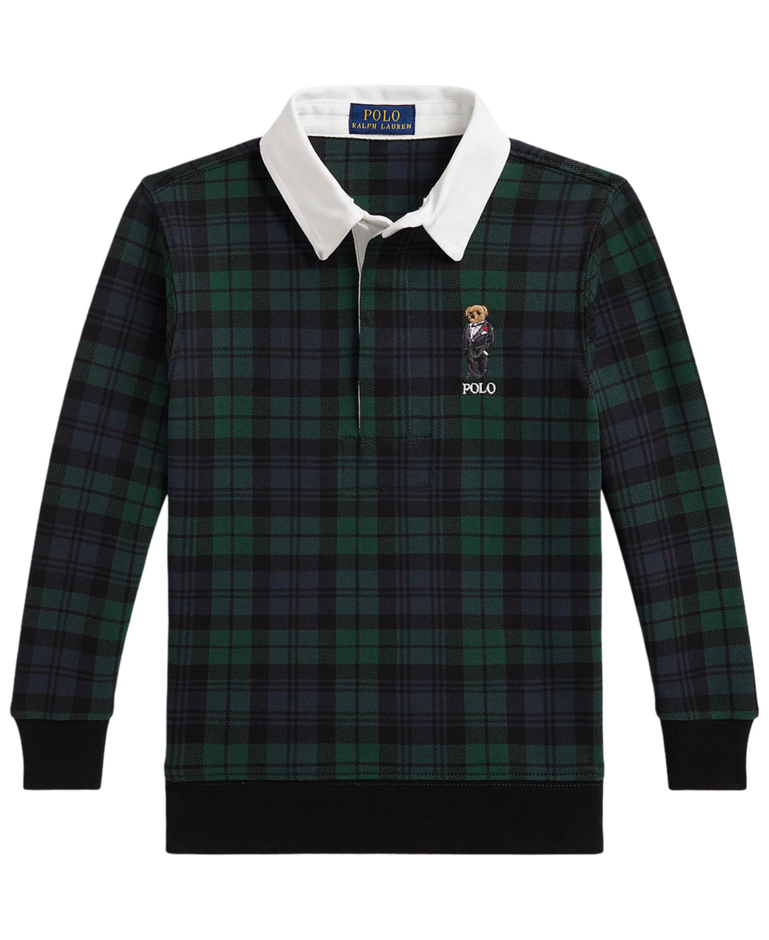 Boys' 2T-7 Polo Bear Plaid Rugby Sweatshirt