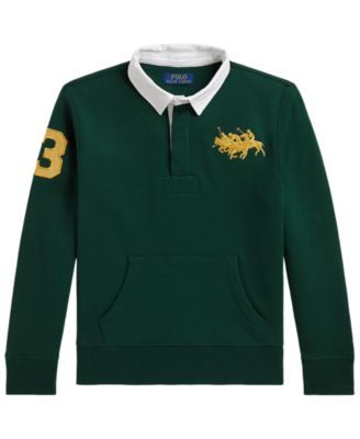 Boys' 8-20 Triple-Pony Rugby Collar Kangaroo Pocket Sweatshirt