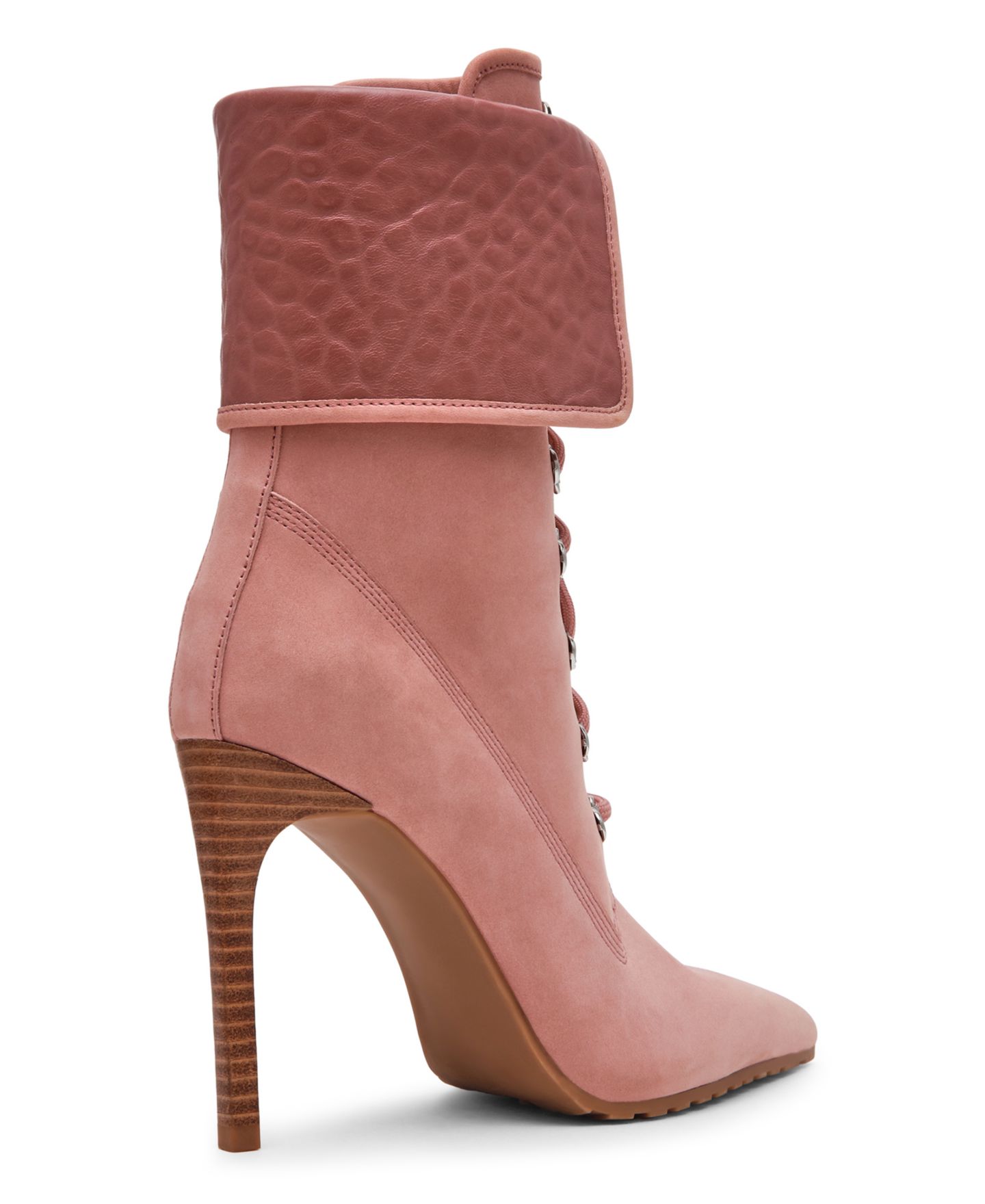 Женские ботинки Steve Madden Morals Lace-Up Stiletto Work Booties, цвет: Розовый нубуковый — фото 7