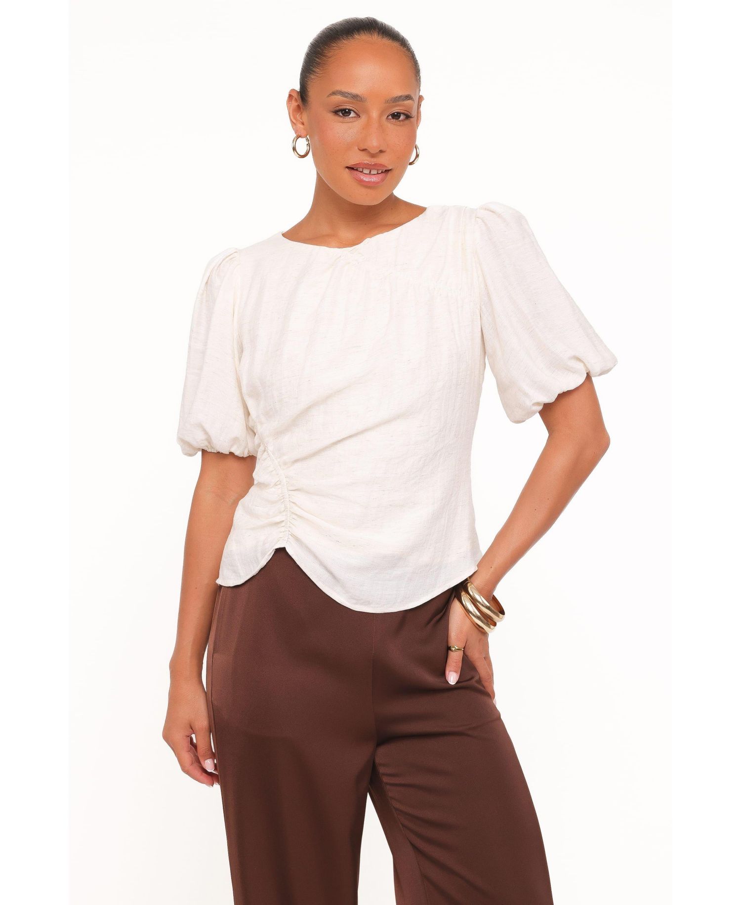 Women's Laurel Puff-Sleeve Boat-Neck Blouse