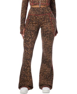 Women's High-Waisted Leopard Print Bootcut Leggings