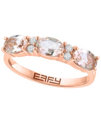 Round Stackable Diamond and Morganite Ring (1/10 ct. t.w. Diamond, 1-1/5 ct. t.w. Morganite) in 14k Rose Gold