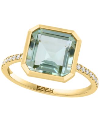 Green Amethyst and Diamond Statement Ring (3-3/8 ct. t.w. and 1/10 ct. t.w.) in 14k Yellow Gold