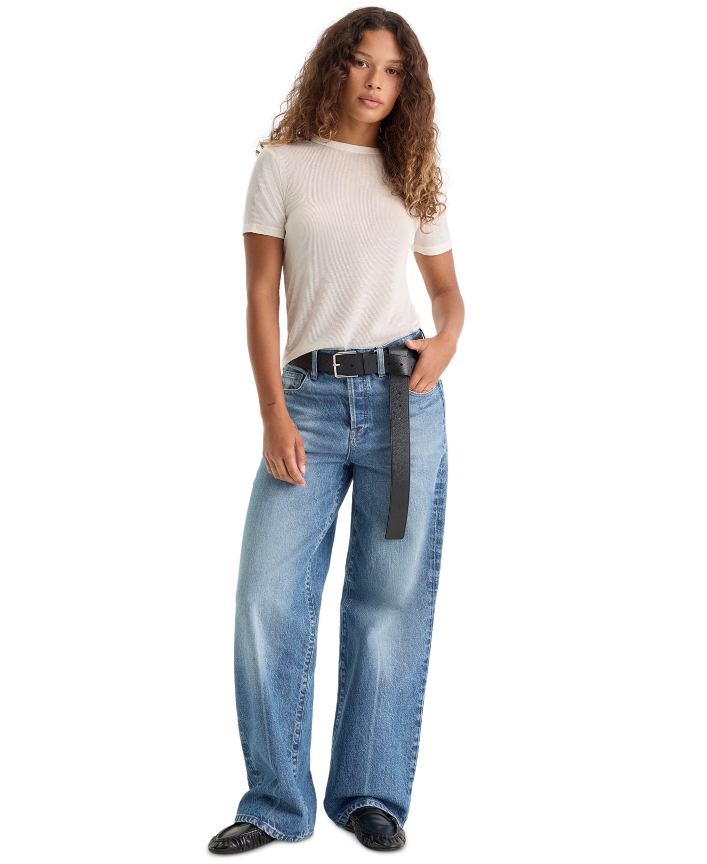 Женская футболка Good American Sheer Ribbed, цвет: Жемчужный — фото 2