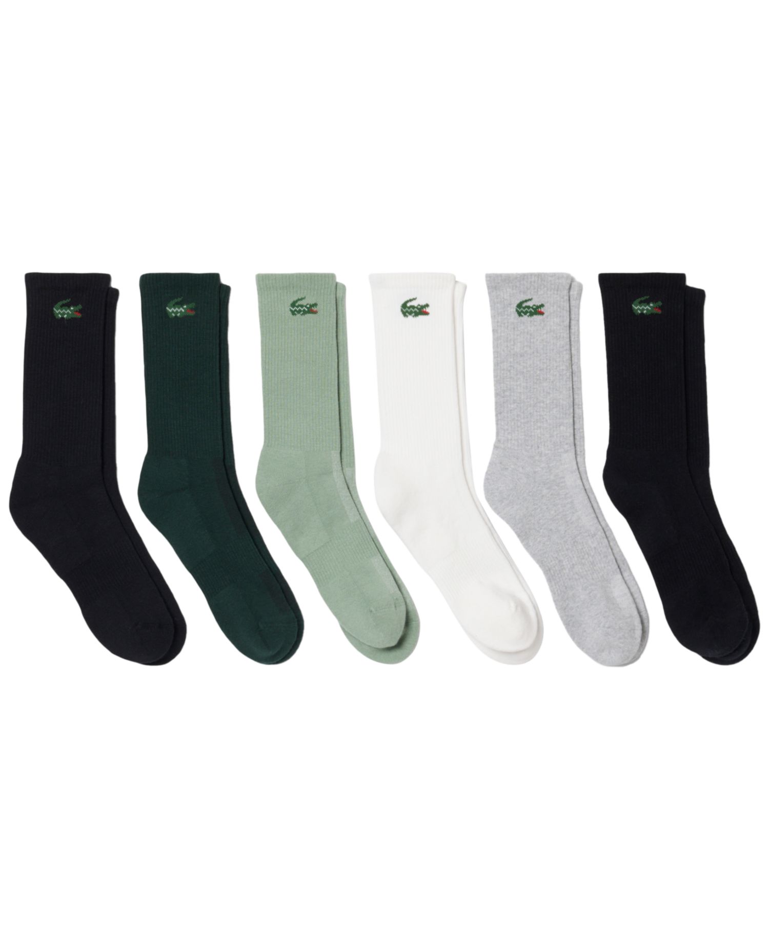Men's Ribbed Cotton-Blend Crew Socks, 6-Pack