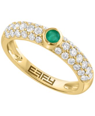 Diamond and Emerald Ring (3/4 ct. t.w. and 1/10 ct. t.w.) in 14k Yellow Gold