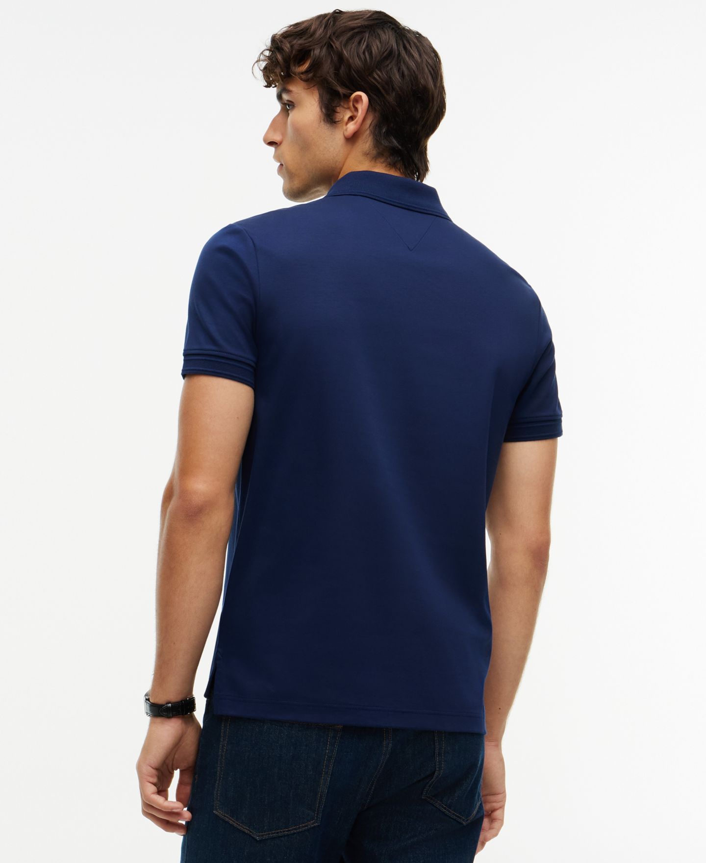 Мужское поло Tommy Hilfiger Icon Regular-Fit Short-Sleeve Polo, цвет: Карбоновый тёмно-синий — фото 4