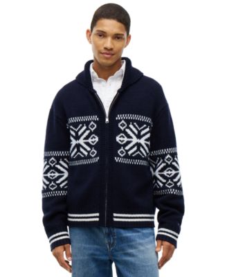Men's Varsity Wool-Blend Full-Zip Cardigan
