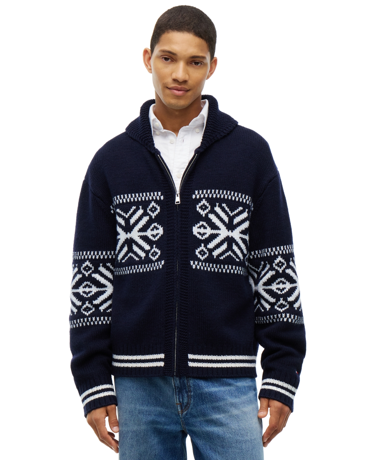 Tommy Hilfiger Men's Varsity Wool-Blend Full-Zip Cardigan