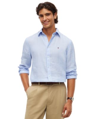 Men's Linen Button Down Long-Sleeve Shirt