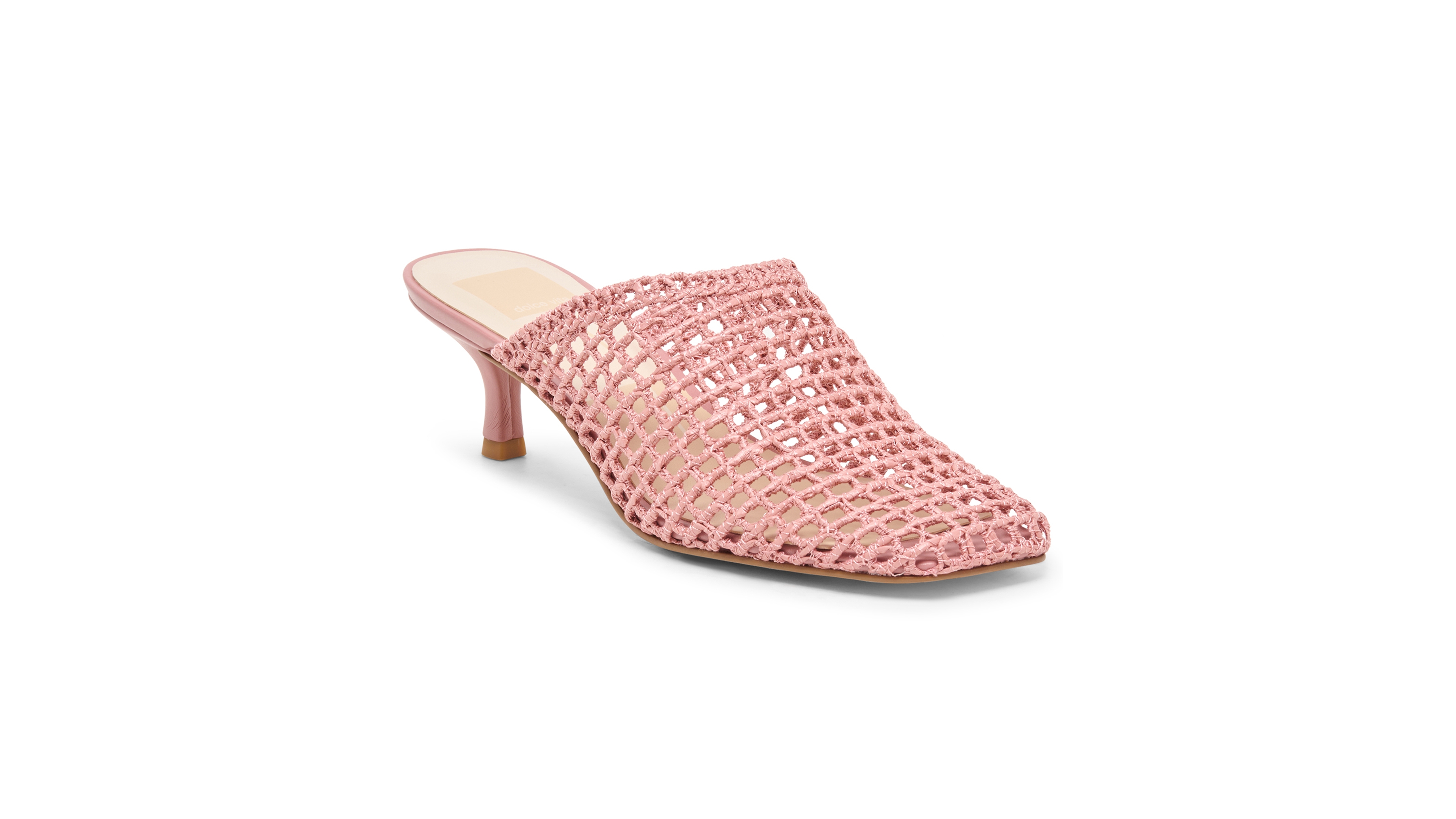 Dolce Vita Women's Pozey Woven Raffia Square Toe Kitten Heel Mule Pumps