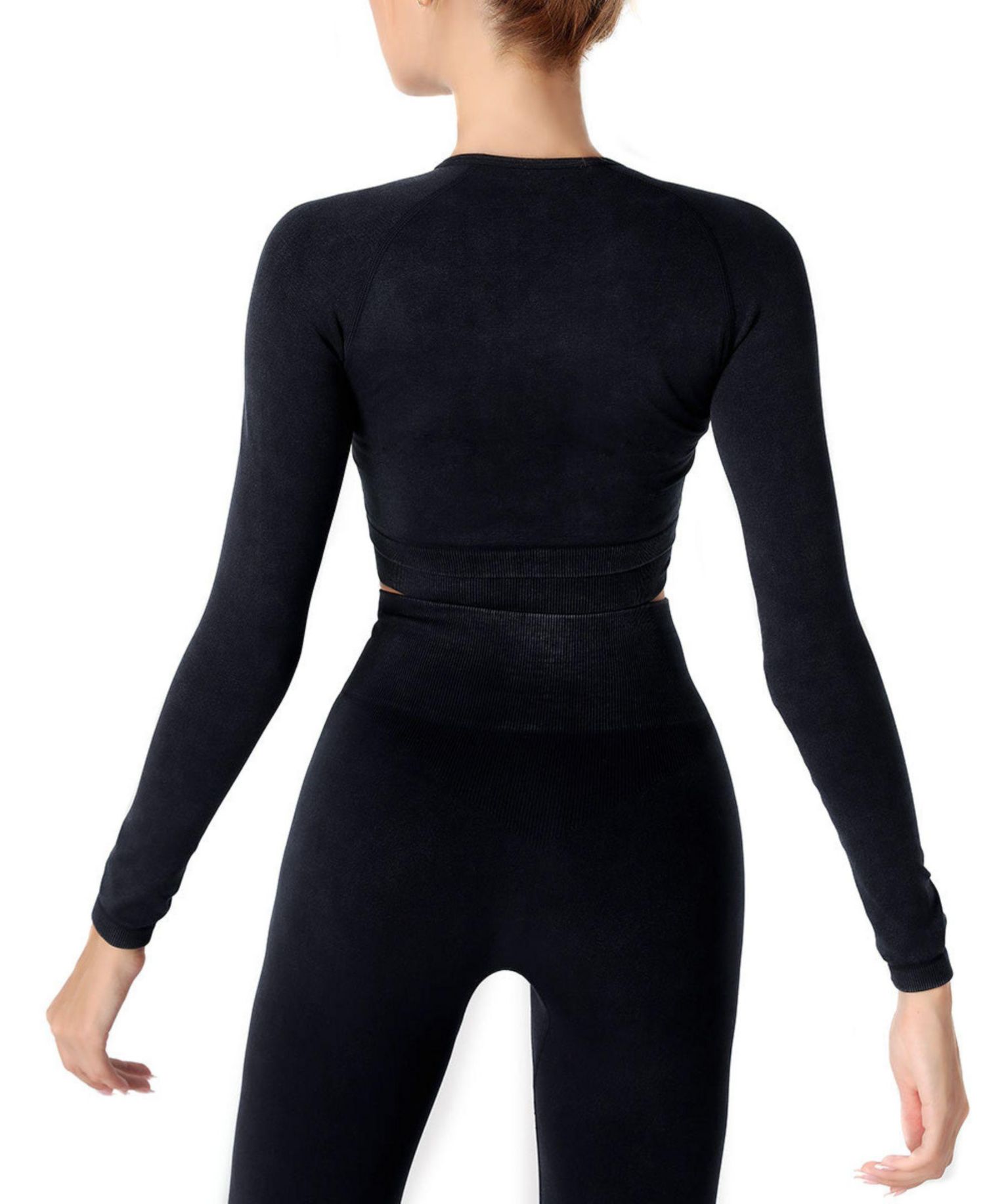 Women's High-Waist Long-Sleeve Seamless Top and Leggings, 2-Piece Set