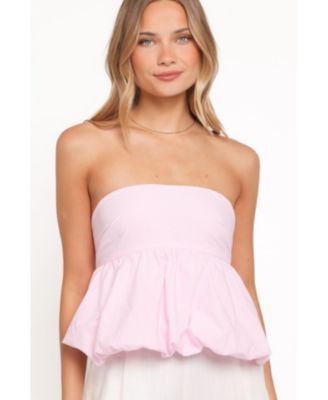 Women's Yvanna Bubble-Hem Strapless Side-Zip Top