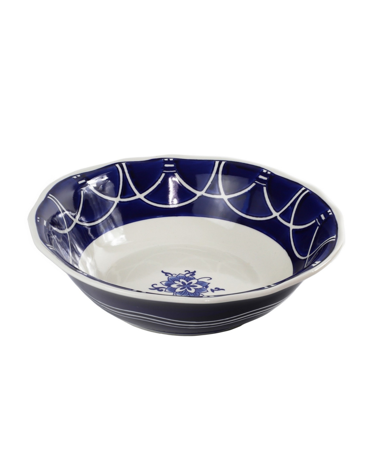 Euro Ceramica Blue Garden 12" Round Serving Bowl