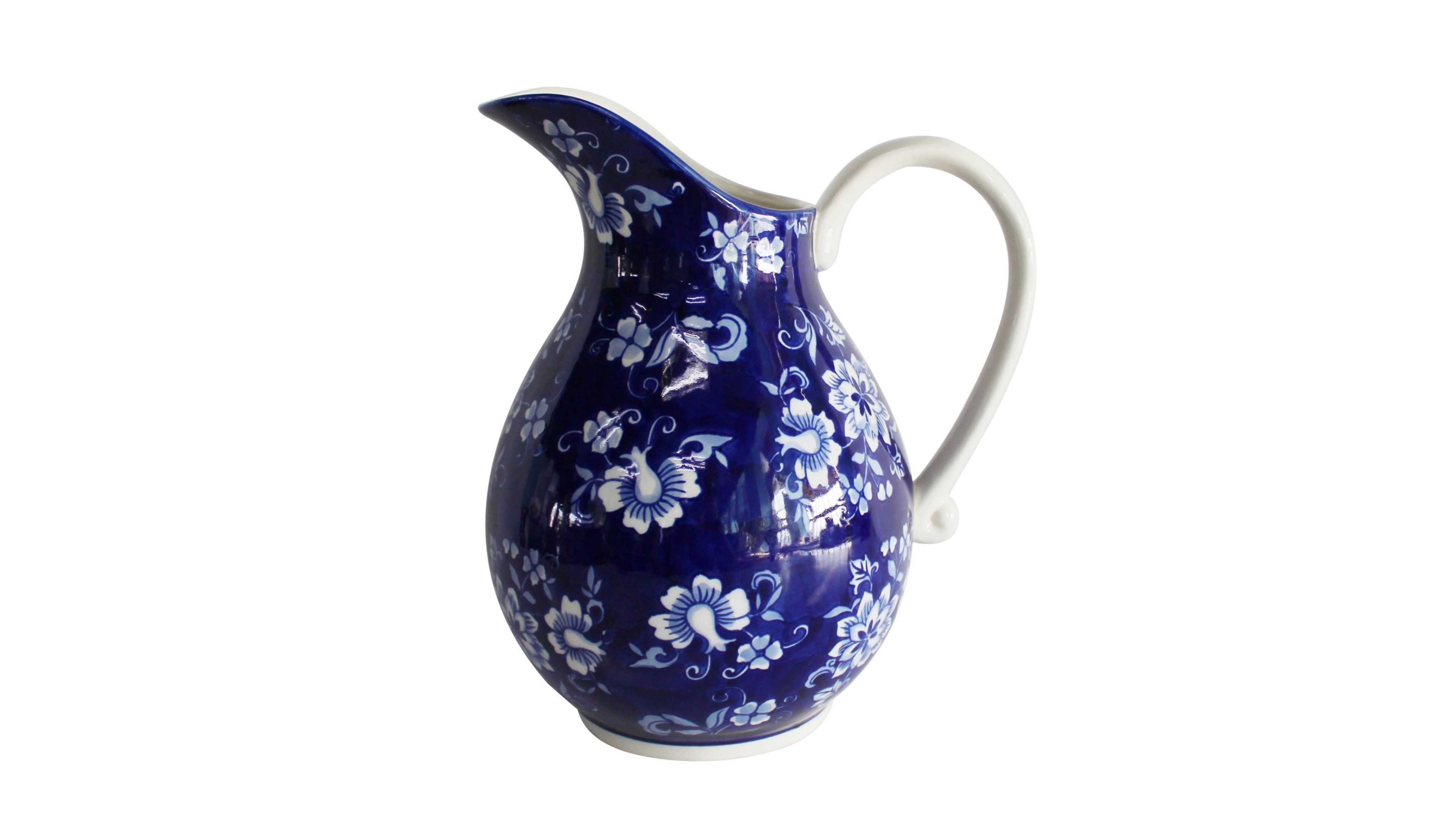 Euro Ceramica Blue Garden 8.7" Pitcher