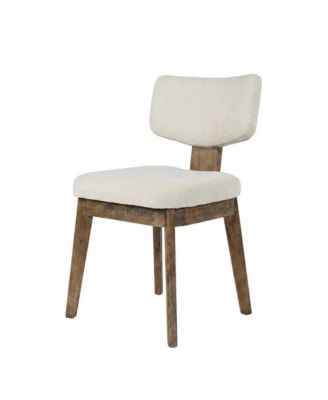 Polyester Mid-Century Modern Split-Back Dining Chairs, Chestnut, Set of 2