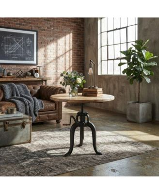 Industrial Mango Wood and Iron Crank Coffee and End Table