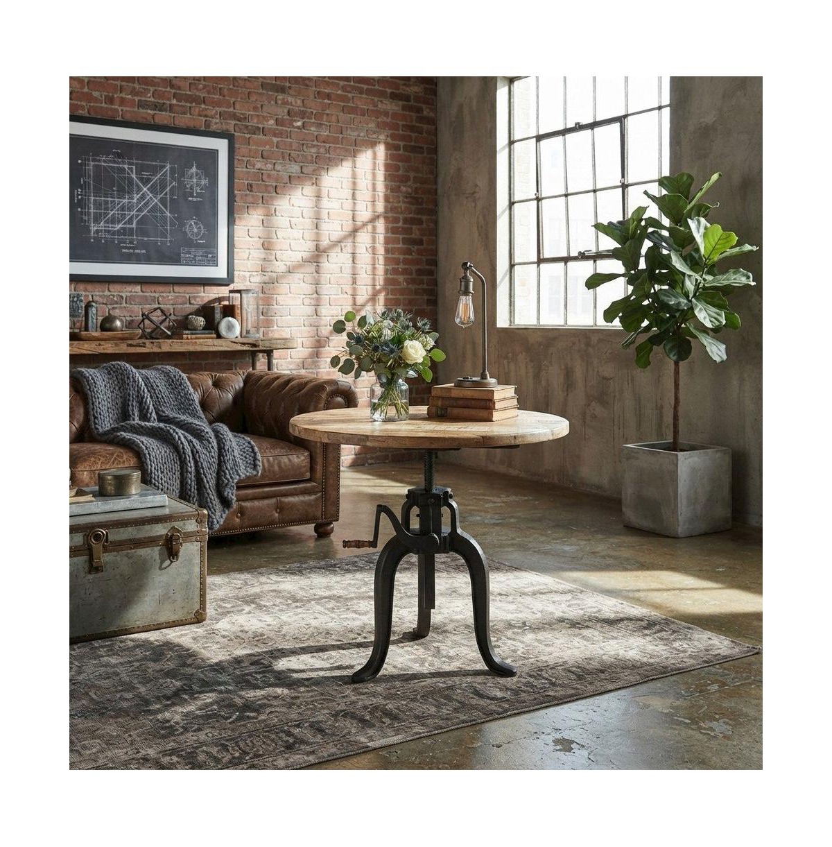 Starlight Canyon Home Industrial Mango Wood and Iron Crank Coffee and End Table