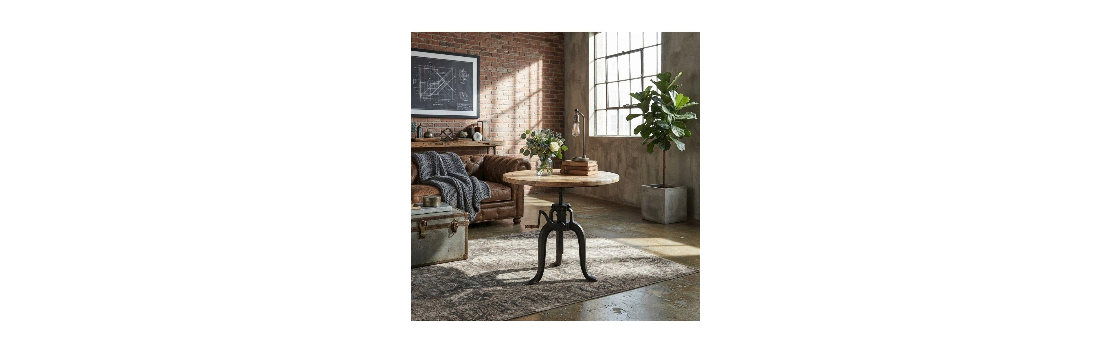 Starlight Canyon Home Industrial Mango Wood and Iron Crank Coffee and End Table