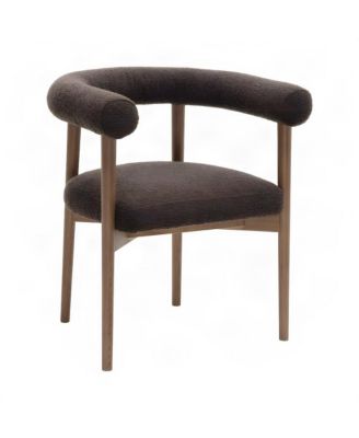 Boucle Upholstered Dining Chair with Ash Wood Legs for Kitchen