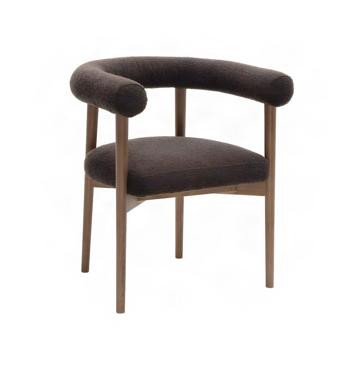 Starlight Canyon Home Boucle Upholstered Dining Chair with Ash Wood Legs for Kitchen - Chocolate brown