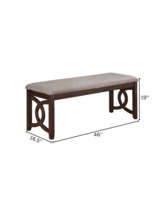Brown Cherry Solid Wood 46 Inch Upholstered Bench For Dining Room