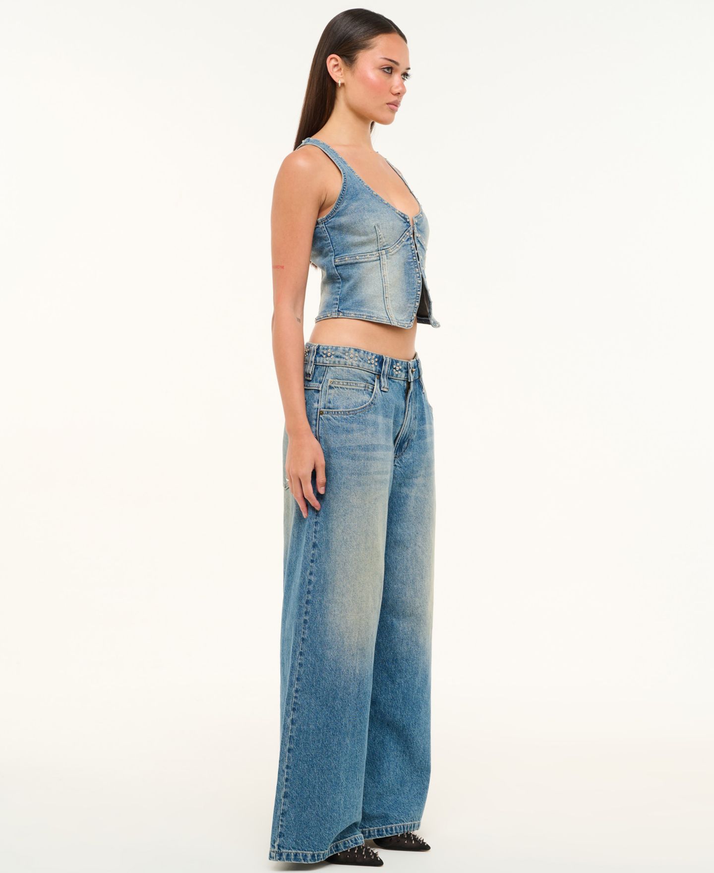 Женские джинсы Abrand Juniors' 99 Super Baggy Wide-Leg, цвет: Celeste — фото 5