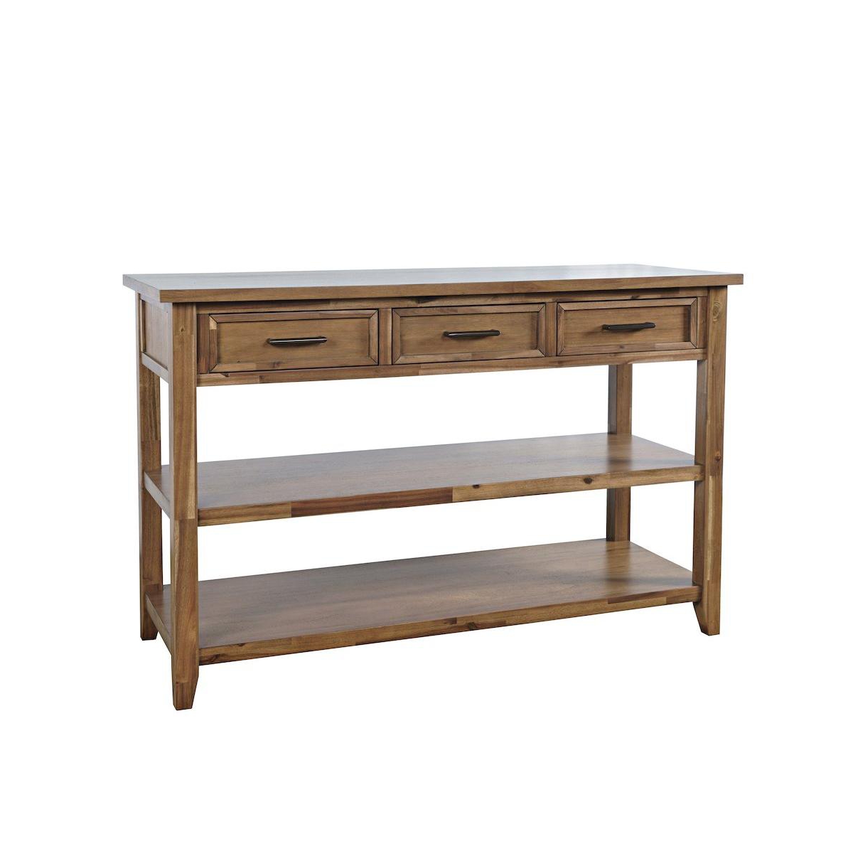 Jofran Claremont 50" Transitional Rustic Wood Sofa Console Table with Storage - Wire brush brown