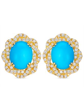 Turquoise & Diamond Stud Earrings (0.70 ct. t.w.) in 14k Yellow Gold