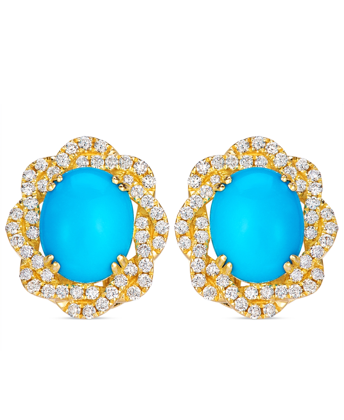 Le Vian Turquoise & Diamond Stud Earrings (0.70 ct. t.w.) in 14k Yellow Gold