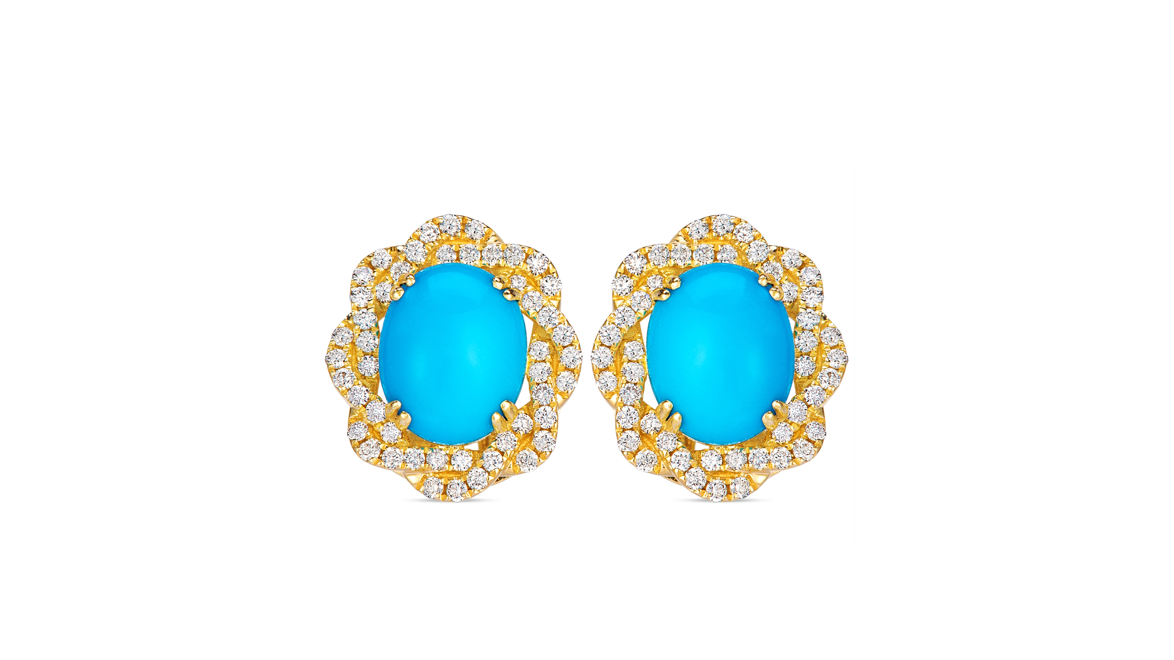 Le Vian Turquoise & Diamond Stud Earrings (0.70 ct. t.w.) in 14k Yellow Gold