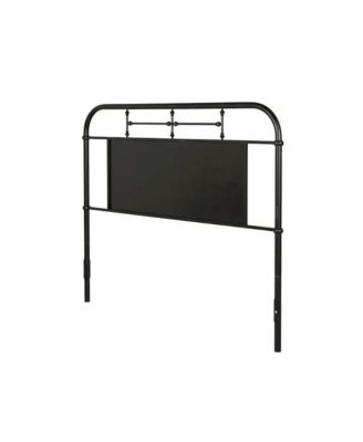 Distressed Metal Queen Metal Headboard with Vintage Design and Metal Tube Frame