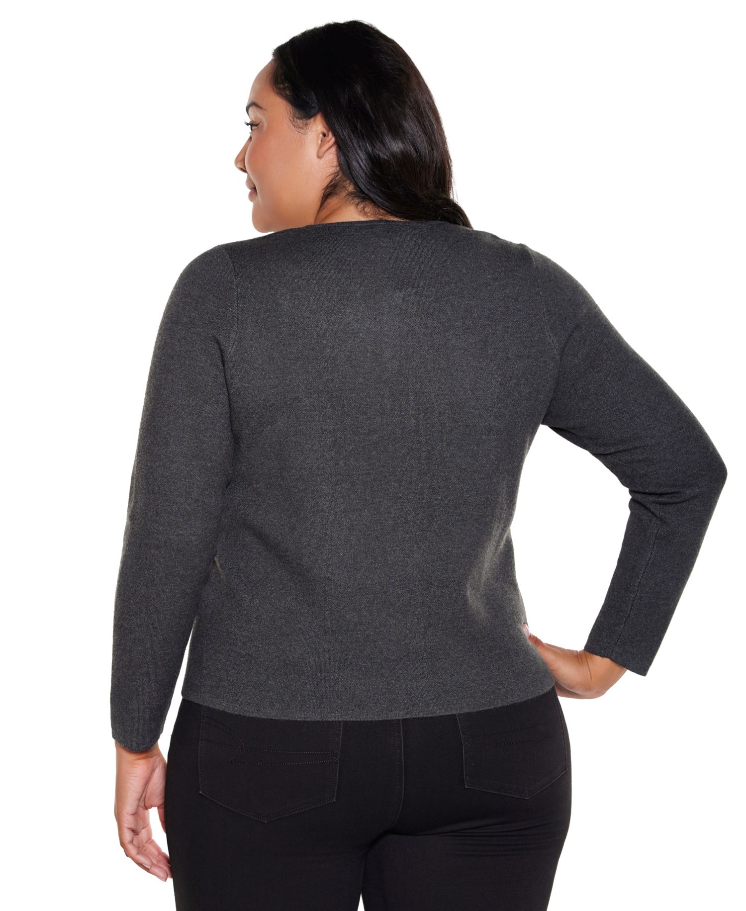 Plus Size Fitted Floral Full-Zip Cardigan