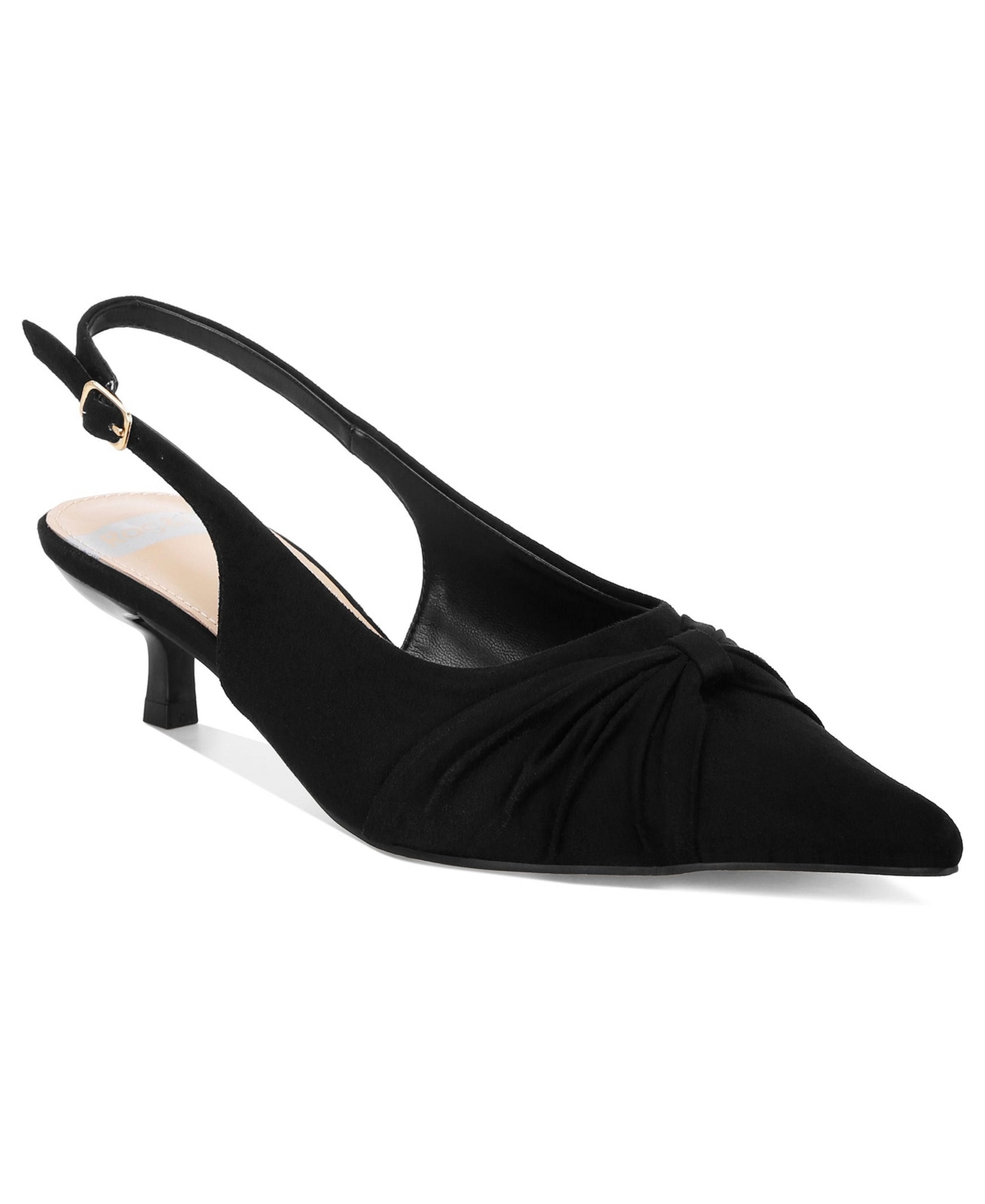 Rag & Co Salvia Kitten-Heel Pointed-Toe Slingback Pumps - Black suede