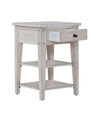 Lake House Chair Side Table - Weathered Oak Wood Plank Top