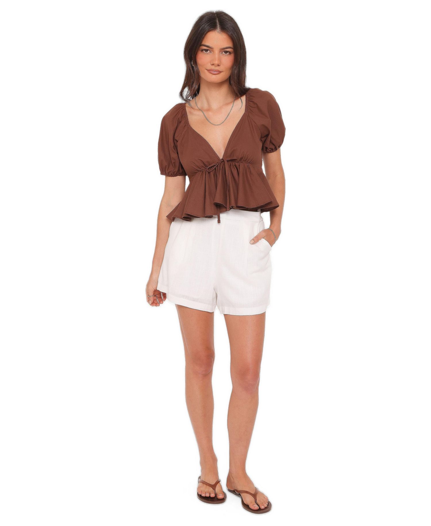 Women's Brienne Tie-Front V-Neck Open-Back Top