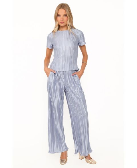 Женский комплект Petal and Pup Belli Short-Sleeve Pleated Wide-Leg Top and Pants, 2-Piece Set, цвет: Синий
