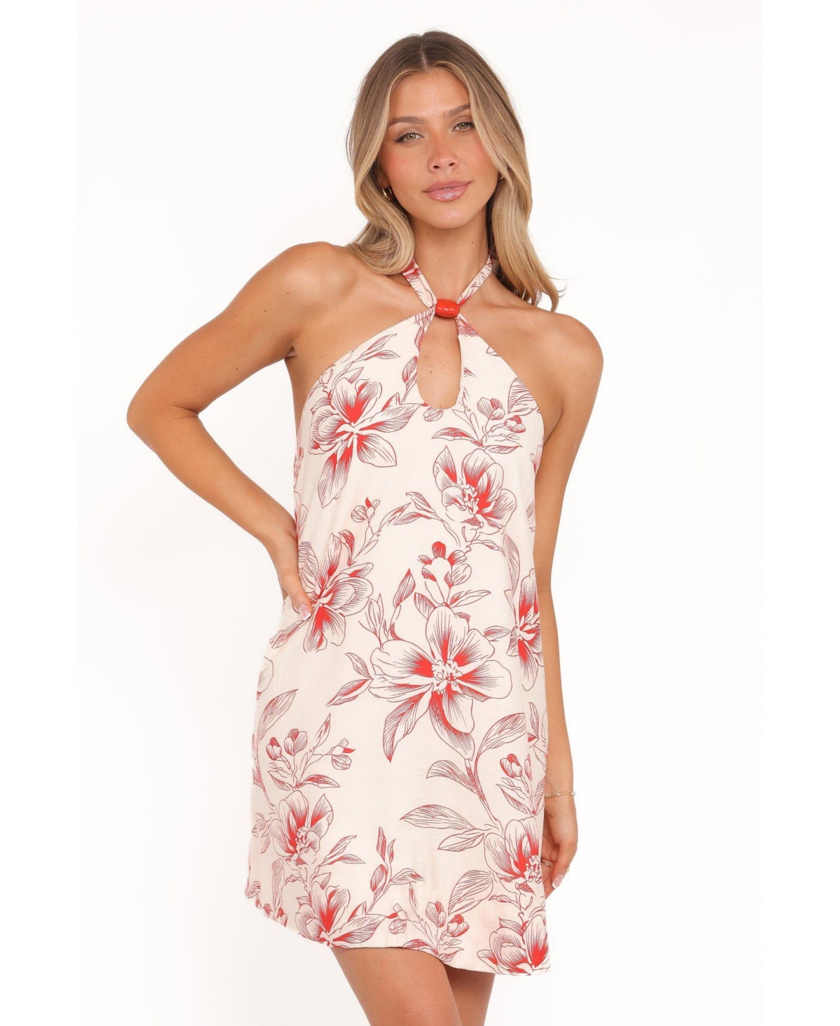 Petal and Pup Women's Elira Halter Backless Floral-Print Mini Dress - Red floral