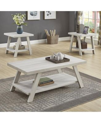 Athens Contemporary Wood Shelf Coffee Table Set